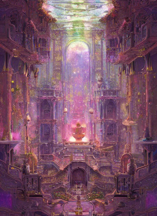 Prompt: sadness palace, artstation, ultradetailed, digital Painting, by James gurney and Pipilotti Rist