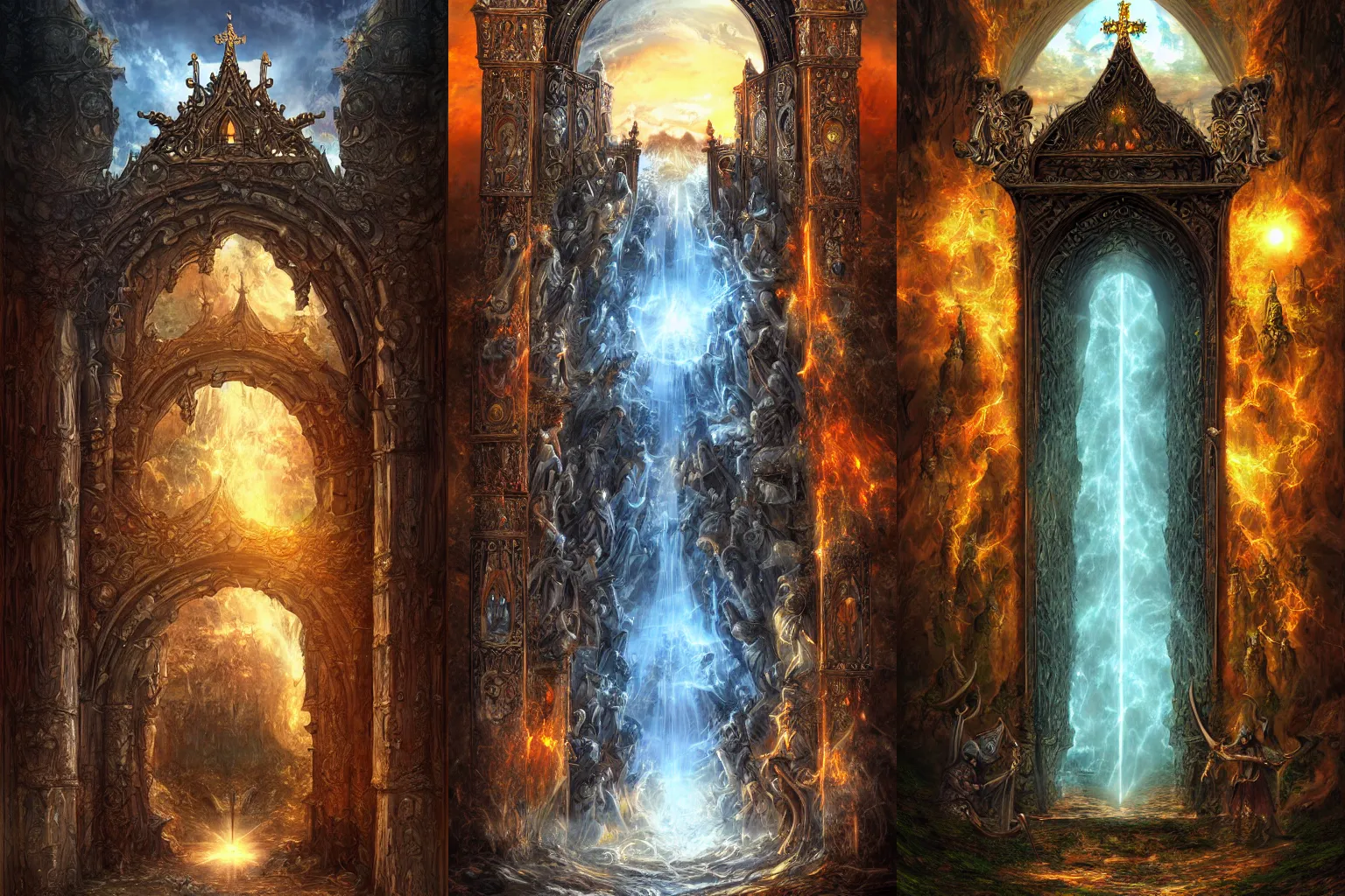 Prompt: the gate to the eternal kingdom of monks, fantasy, digital art, hd, detailed.