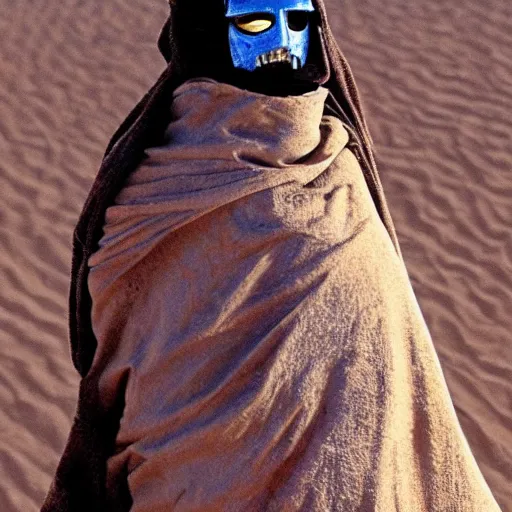 Image similar to amazing detailed awesome movie still of a sand wraith dressed as a tuareg