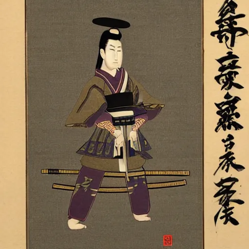 Prompt: a portrait of a samurai, muso jikiden eishin - ryu technique