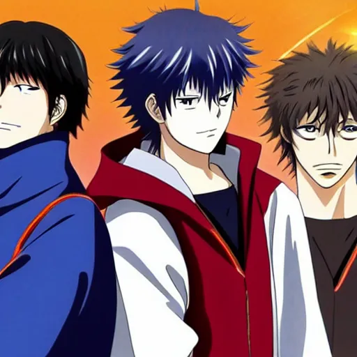 Prompt: Two anime handsome boys,Gintama