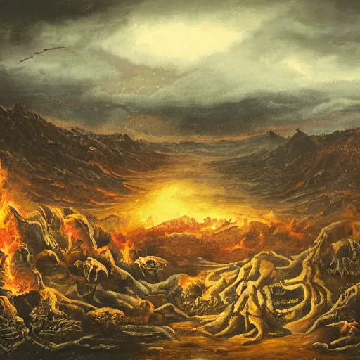 Image similar to landscape of hell