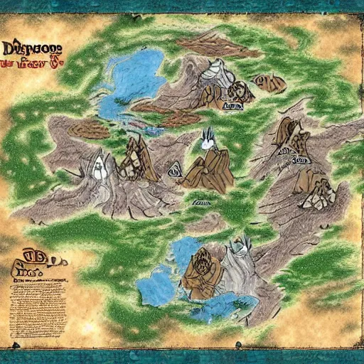 Image similar to dungeons and dragons map that is shaped like a fox, digital artwork
