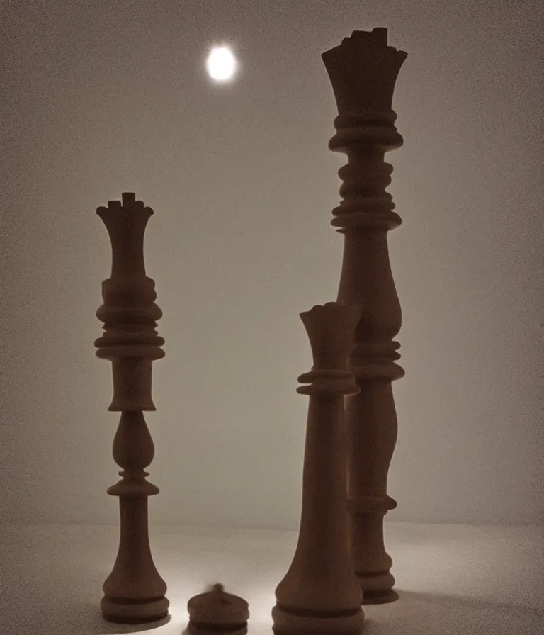 Image similar to minimal realistic textured chess - piece readymade by marcel duchamp in a museum, color bleed, light leak, marcel duchamp, man ray, hito steyerl, saadane afif, underexposed neon