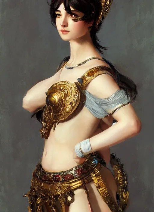 Image similar to portrait of an elegant ancient roman character in ornate armor, by ilya kuvshinov, by thomas lawrence, by bayard wu, trending on artstation, masterpiece