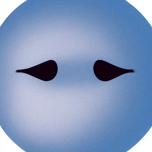 Prompt: 2D digital art of a blue circle with a gray rectangular nose sticking out of it on a white background