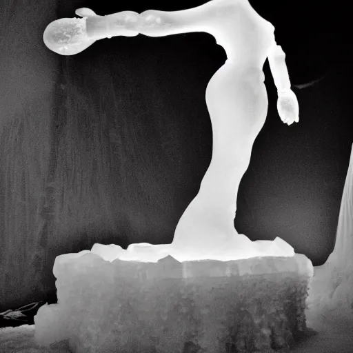 Image similar to B&W 35mm award winning photo - Ice Sculpture of Venus - Light from behind