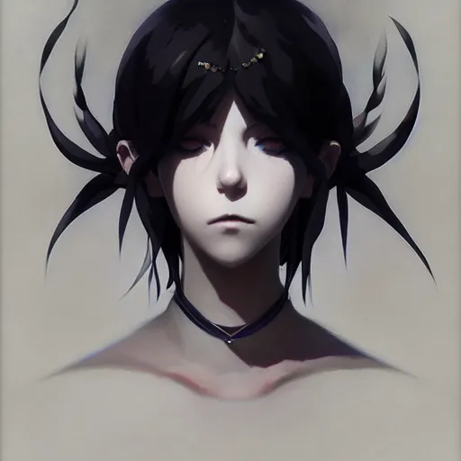 Image similar to portrait of goth girl, finely detailed features, perfect art, trending on pixiv fanbox, painted by greg rutkowski makoto shinkai takashi takeuchi studio ghibli, akihiko yoshida,