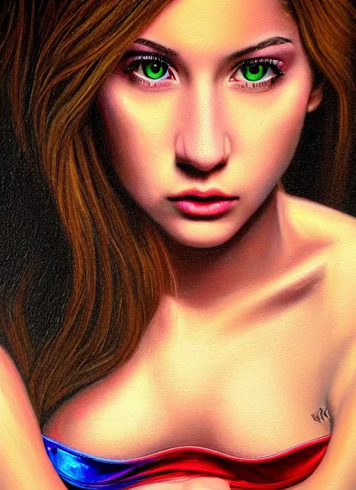 Prompt: Karen Dillan as the rich girl of highschool. ultra detailed painting at 16K resolution and amazingly epic visuals. epically beautiful image. amazing effect, image looks gorgeously crisp as far as it's visual fidelity goes, absolutely outstanding. vivid clarity. ultra. iridescent. mind-breaking. mega-beautiful pencil shadowing. beautiful face. Ultra High Definition. godly shading. amazingly crisp sharpness. photorealistic film cel processed twice.