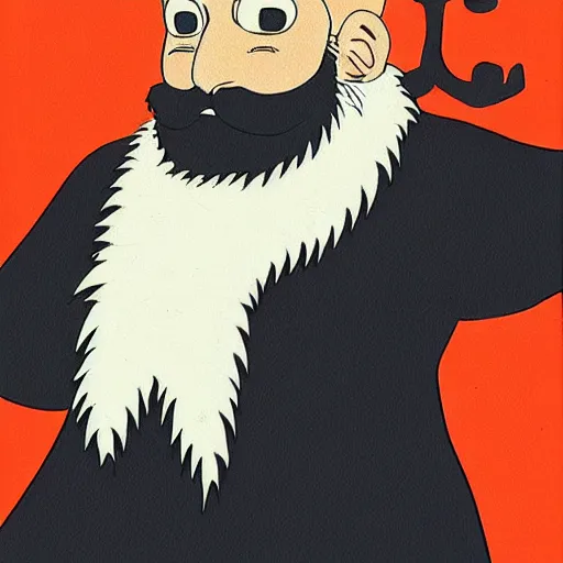 Prompt: bald man with a bright orange beard by studio ghibli, hayao miyazaki
