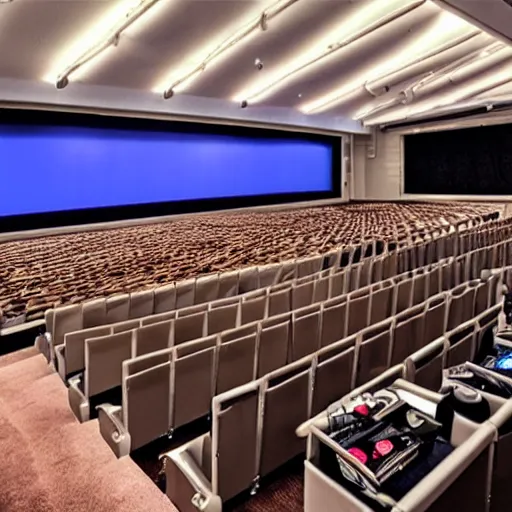 Prompt: an infinitly big cinema hall, but the screen is small