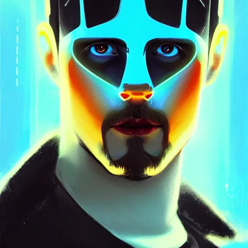 Image similar to A portrait of Jared Leto, Tron art, art by greg rutkowski, matte painting, trending on artstation