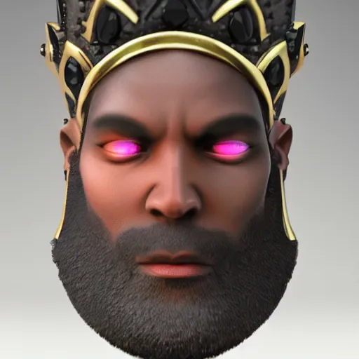 Prompt: a 3 d render of a gemstone in the shape of a king with dark gloomy eyes, realistic, artstation, cg