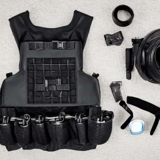 Image similar to bulletproof vest combined with diving equipment, photography