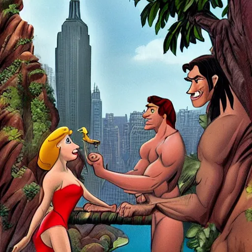 Prompt: tarzan in New York, Disney style