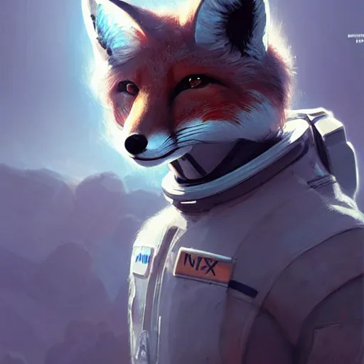 Image similar to an anthropomorphic fox human astronaut,digital art,detailed face,art by greg rutkowski,trevor henderson,fluffy,western comic book style,photorealistic,professional lighting,hyperdetailed,high resolution,high quality,dramatic,deviantarz,artstation