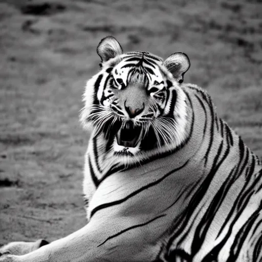 Prompt: a tiger with the body of a man,