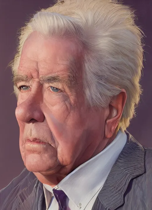 Image similar to portrait of Clu Gulager, highly detailed, centered, solid color background, digital painting, artstation, concept art, smooth, sharp focus, illustration, artgerm, donato giancola, Joseph Christian Leyendecker, Les Edwards, Ed Repka, WLOP