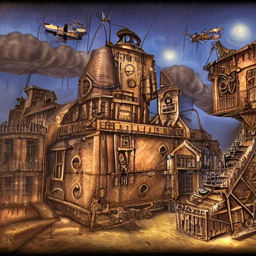 Prompt: steampunk fortress, digital art