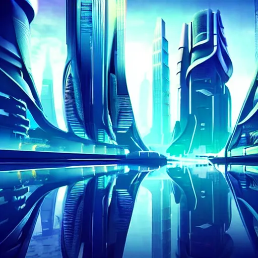 Prompt: zen futuristic city