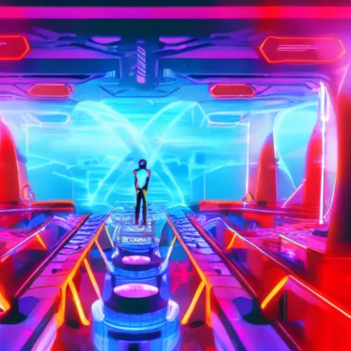 Prompt: hip hop club in Tron 2.0, photo, detailed, 4k