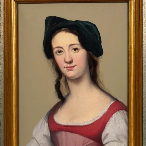 Prompt: painting of a beautiful young woman in the style of the old dutch masters with exaggerated proportions, huge bust, curvy waist
