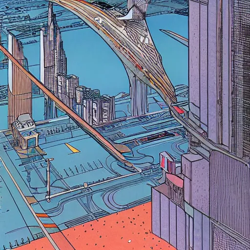 Image similar to The grand internet junction as imagined by Jodorowski and drawn by moebius, clean style, high-detail