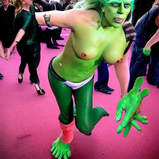 Prompt: lady gaga as hulk