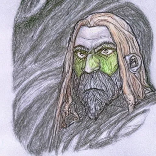 Image similar to Lord of the rings drawn with crayons by a 5 year old