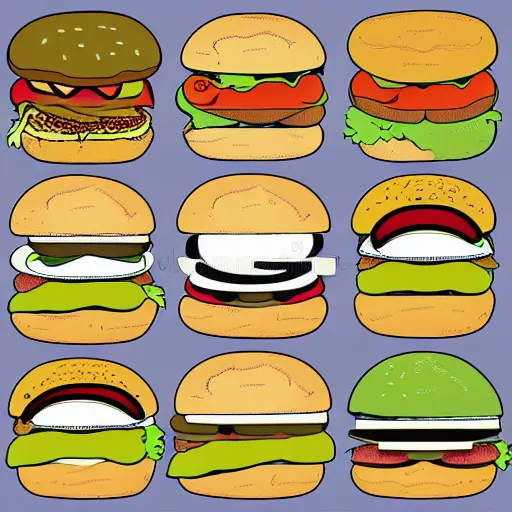 Prompt: equation of a burger. food, math symbols, illustration, portfolio