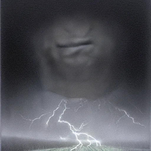 Image similar to killua zoldyck made by zdzisław beksinski, thunderstorm, 8 k, detailed, cinematic, rain, crying, black