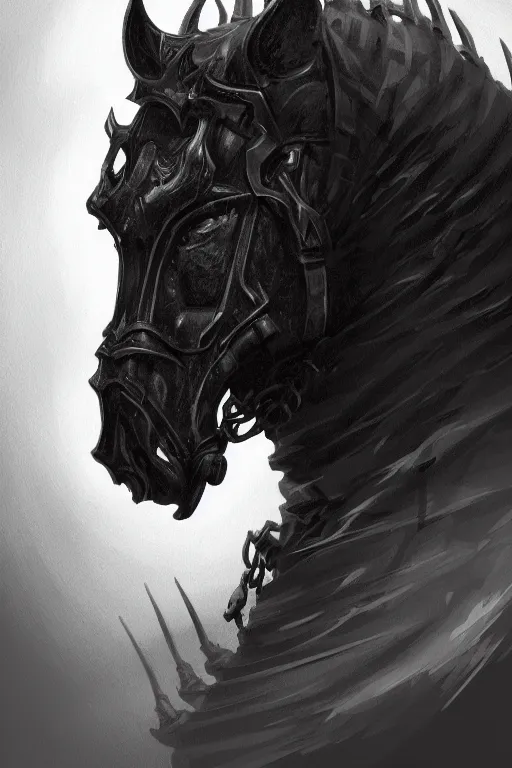 Image similar to a portrait of the horseman of the apocalypse, death, grim - lighting, high - contrast, intricate, elegant, highly detailed, digital painting, artstation, concept art, smooth, sharp focus, illustration