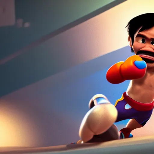 Image similar to manny pacquiao as a pixar disney character from up ( 2 0 0 9 ), unreal engine, octane render, 3 d render, photorealistic