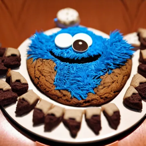 Prompt: Cookie Monster using turntables made of cookies, photo-realistic, depth of field