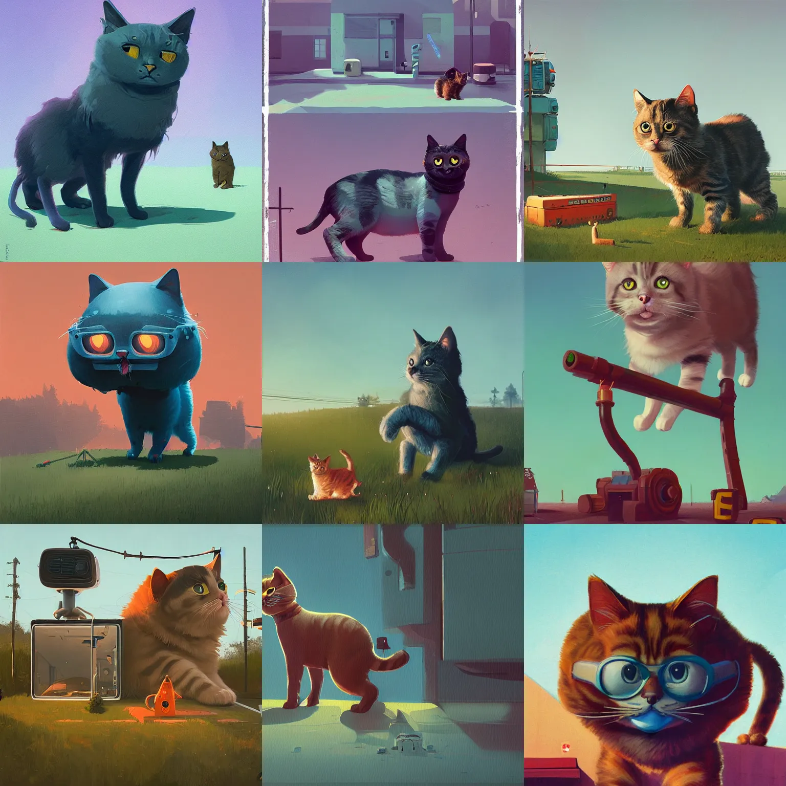 Prompt: cat simon cute by stalenhag