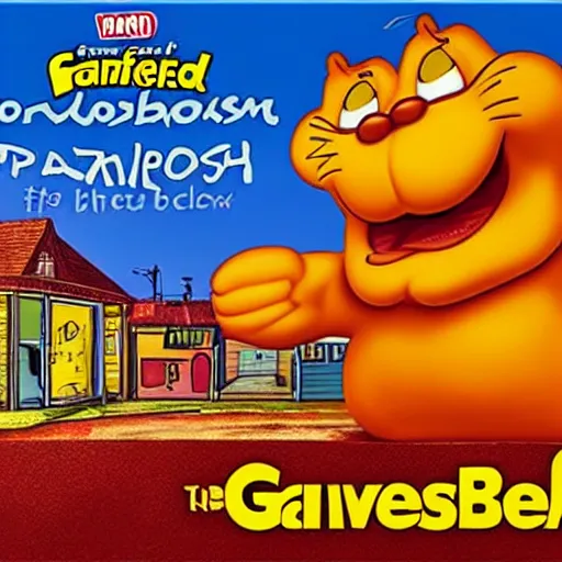 Image similar to Garfield's photo on the videogame box art for phasmophobia