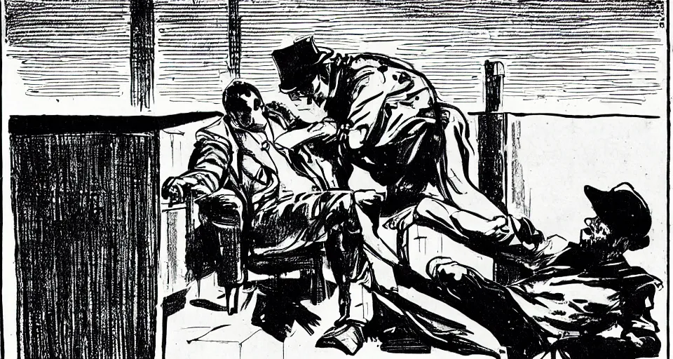 Image similar to a detective interrogating a suspect on the roof of the police station, by frank miller