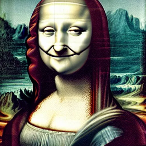 Prompt: monalisa la joconde laughing