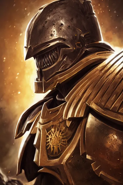 Image similar to armor portrait heros warhammer 4 0 k horus heresy fanart - the primarchs emperor by johannes helgeson animated with vfx concept artist & illustrator global illumination ray tracing hdr fanart arstation zbrush central hardmesh 8 k octane renderer comics stylized