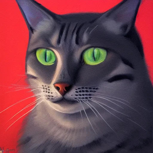 Image similar to portrait of a cat, trending on artstation, by wayne mcloughlin, backlighting