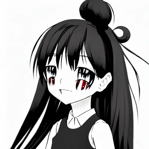 Image similar to black and white twintails girl crying, tears, black and white, 2 d art, manga art, headshot, twintails