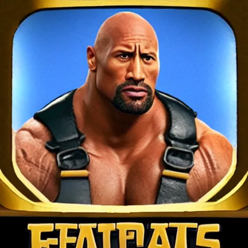 Prompt: Dwayne Johnson as a fighters card in Clash Royale