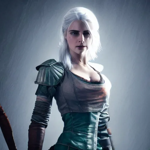 Image similar to full body Ciri from the witcher, attractive pose, cinematic, wallpaper