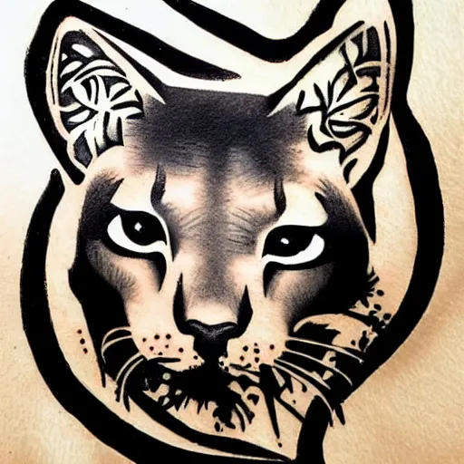 Prompt: tattoo design, stencil, cougar