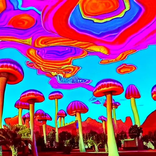 Image similar to tripping on Psychedelic Mushrooms in Las Vegas