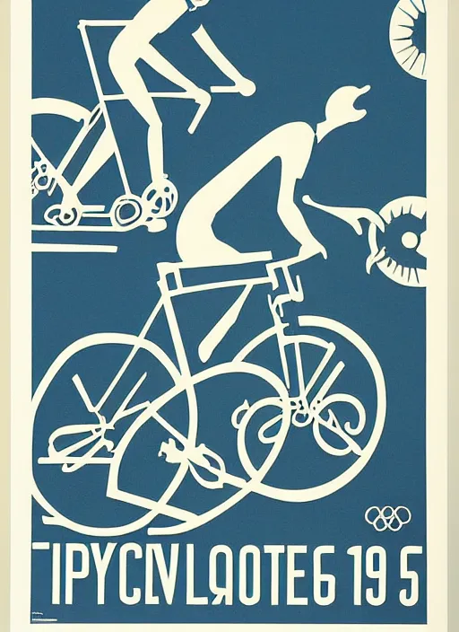 Image similar to cycling poster for 1 9 6 8 olympic games by otl aicher. screen printed. silver, blue, green, black. on white paper.