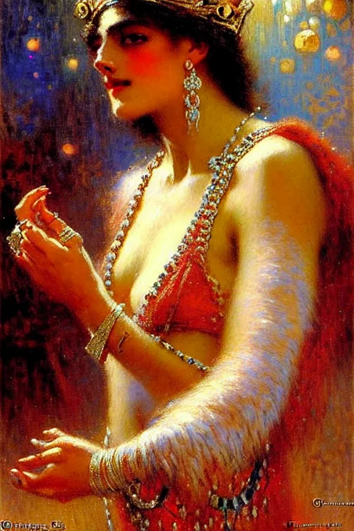 Prompt: king with diamonds by gaston bussiere