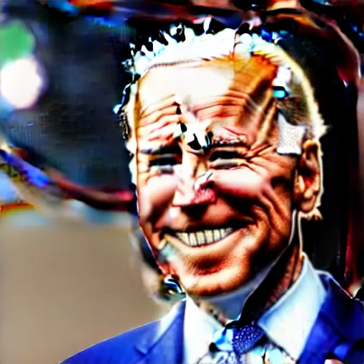 Prompt: closeup of Joe Biden with his tongue sticking out