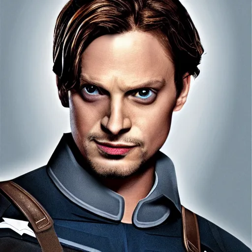 Prompt: captain america being played by mathew gray gubler