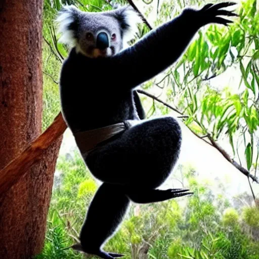 Image similar to koala as ninja noob saibot